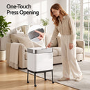 Cefito 40L Press Top Trash Can Kitchen Rubbish Bin Moblie Stainless Steel White