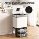 Cefito 40L Press Top Trash Can Kitchen Rubbish Bin Moblie Stainless Steel White