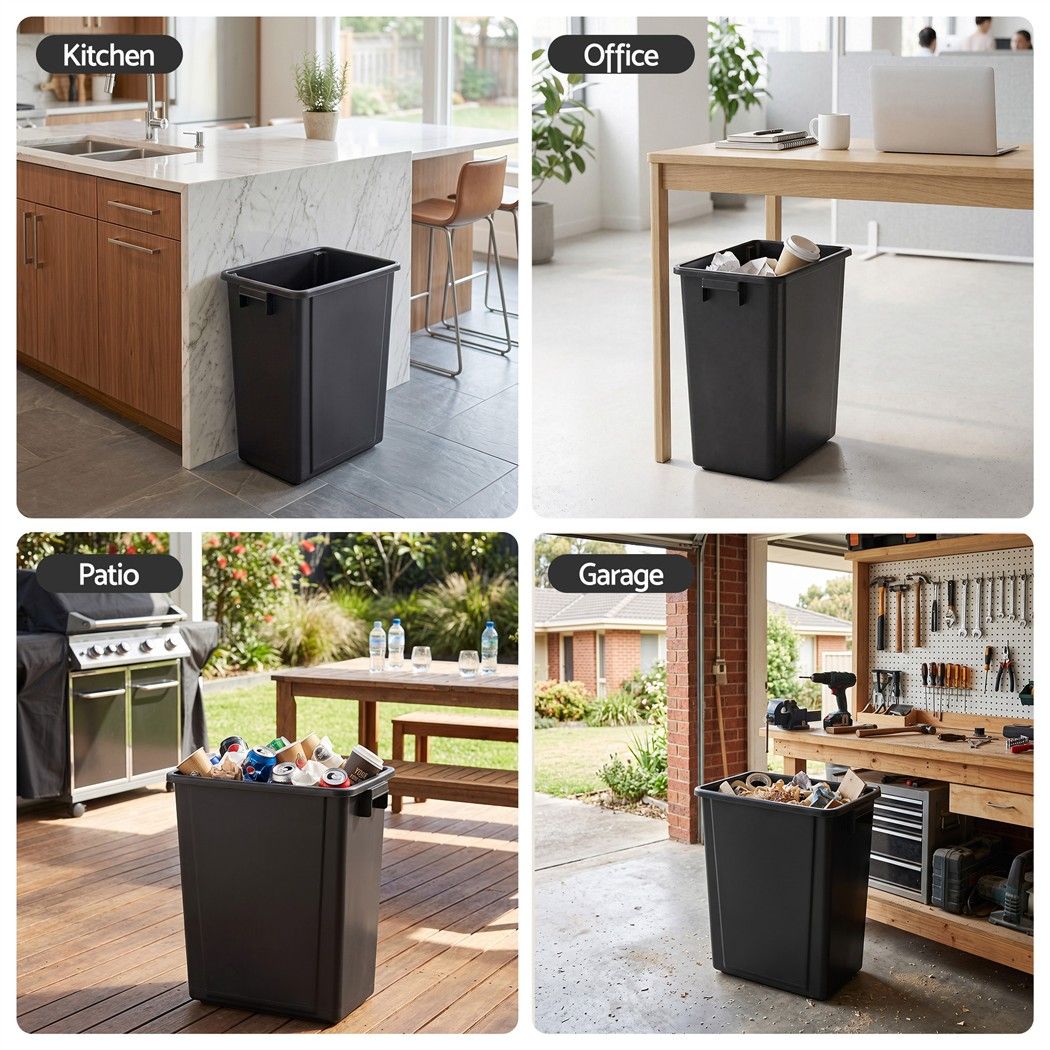 Cefito 35L Rubbish Bin Waste Dustbin Open Top Trash Can Kitchen Office Dark Grey