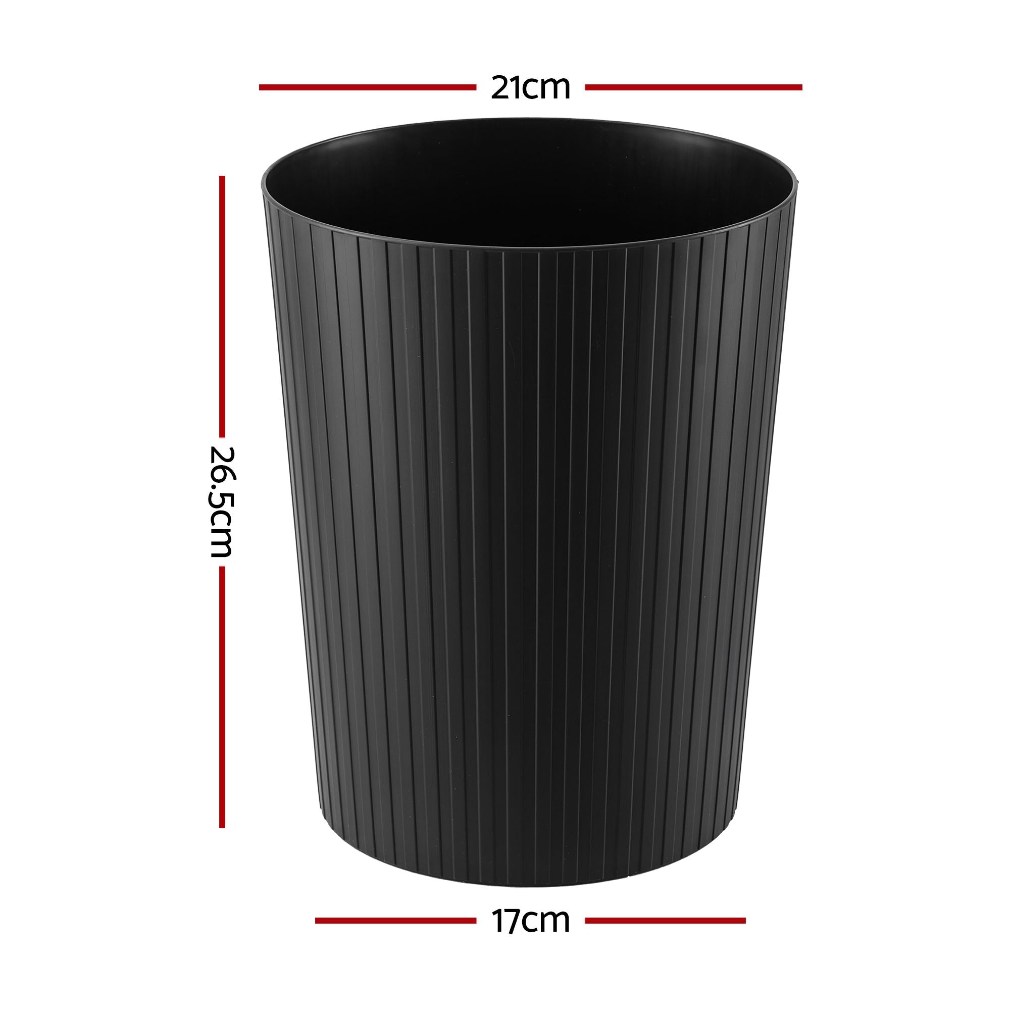 Cefito 8L Open Top Rubbish Bins Waste Bin Trash Can Storage Dustbin Black
