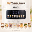 Devanti 3L Rice Cooker Small 6 Cup 8-in-1 Multi Cooker with 24H Preset Off-White