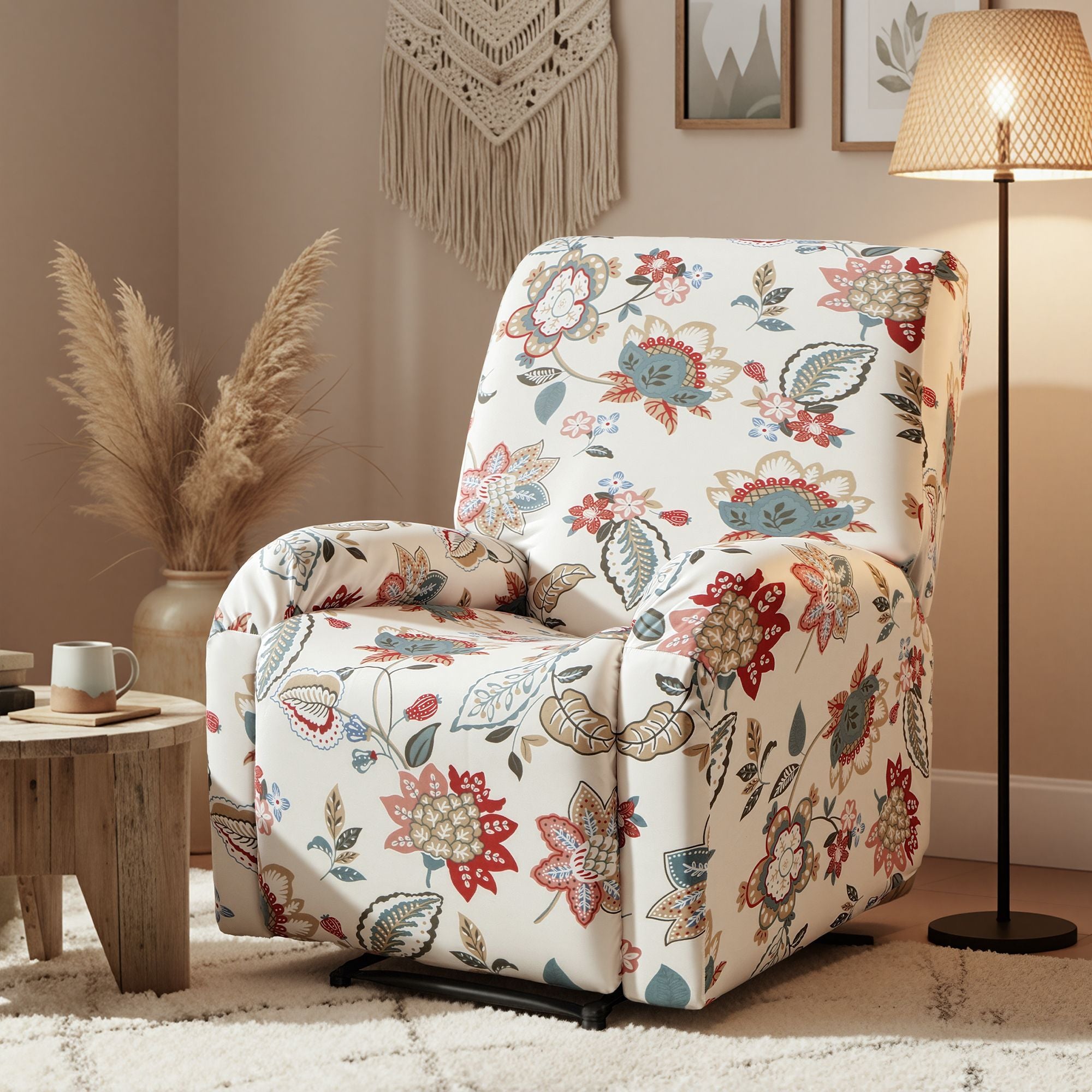 Artiss Split Stretch Recliner Chair Cover, Printed Non Slip Pet Friendly Washable Slipcover for Single Armchair