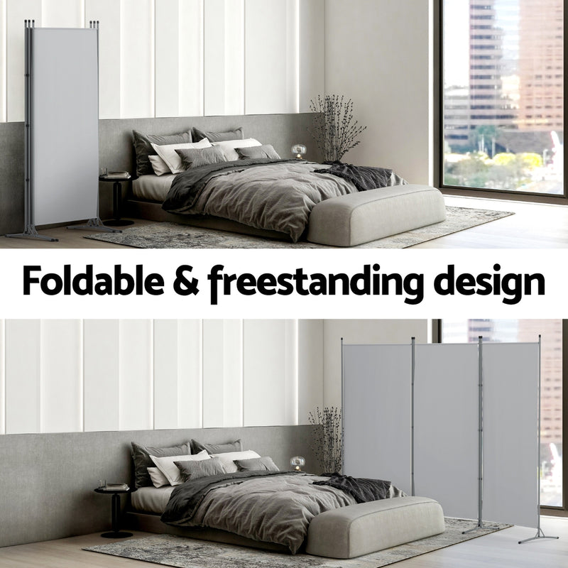 Artiss 3 Panel Room Divider Screen 260x180cm Fabric Grey