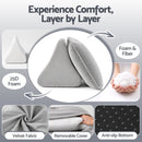 Giselle Bedding Back Pillow for Sitting in Bed, No-Collapse 25D High-Density Base, Ergonomic Lumbar Support Pillow for Gaming, Nursing & Floor Tatami, 90% Shredded Sponge Cushion with Washable Velvet Cover