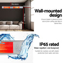 Devanti 2PCS Electric Strip Heater Radiant Infrared Heaters Remote Control 3000W