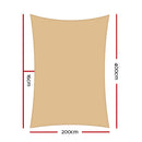 Instahut Shade Sail 2x4m Rectangle 185GSM 95% Sand Shade Cloth