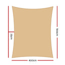 Instahut Waterproof Rectangle Shade Sail 4 x 5m - Sand