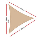 Instahut Waterproof Shade Sail 5x5x5m Rectangle Sand 95% Shade Cloth