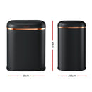 Devanti 38L Motion Sensor Bin Rubbish Automatic Black