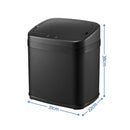 Devanti 15L Motion Sensor Bin Touchless Bins Soft-Close Rubbish Trash Can Black