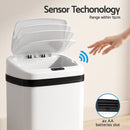 Devanti 15L Motion Sensor Bin Touchless Bins Soft-Close Rubbish Trash Can White