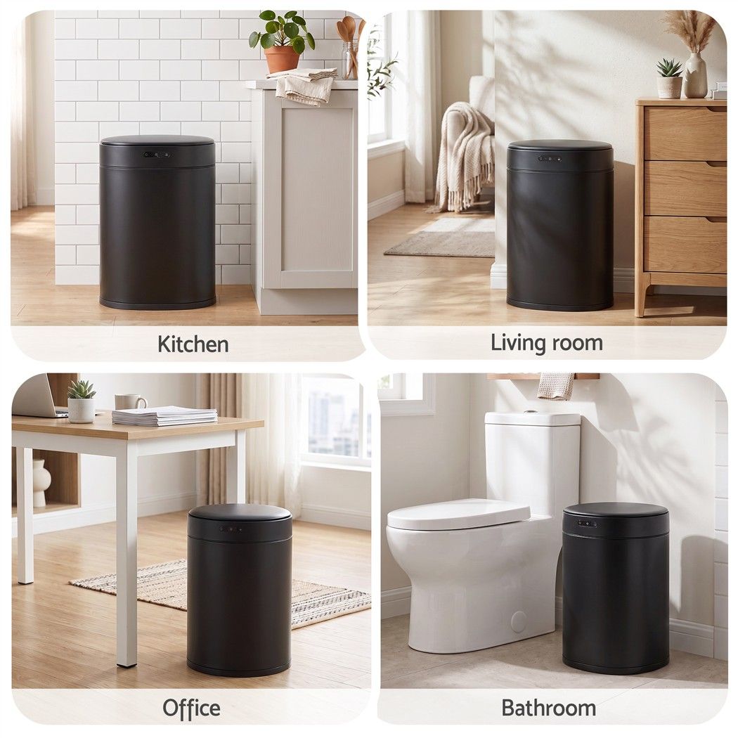 Devanti 20L Automatic Sensor Bin Touchless Rubbish Waste Bin Black Kitchen