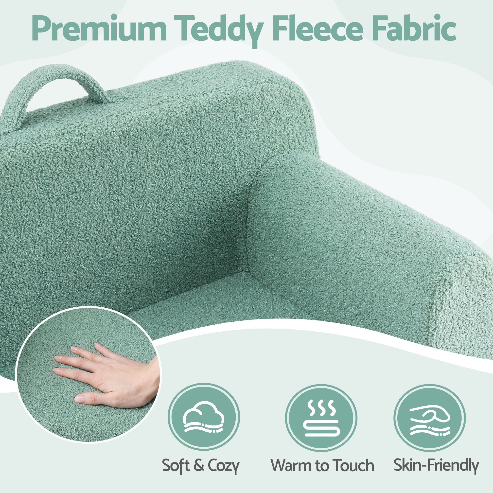 Artiss Kids Sofa Toddler Foam Couch with Carry Handle Mint Green