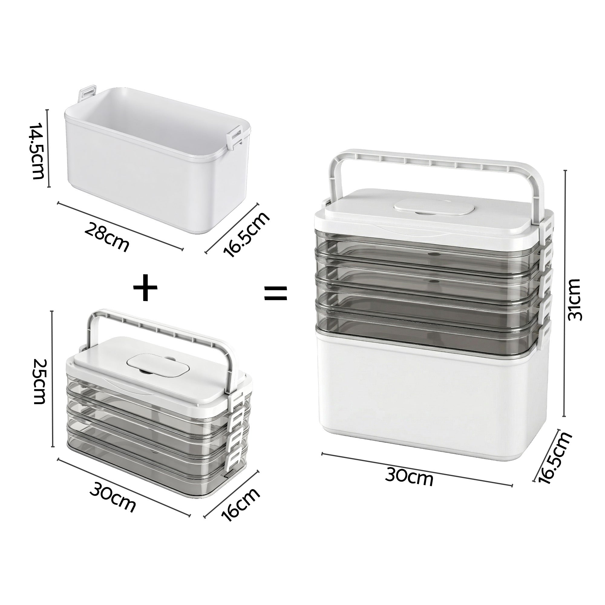 Artiss 5 Tier Portable Storage Box Detachable with Handles Plastic Clear