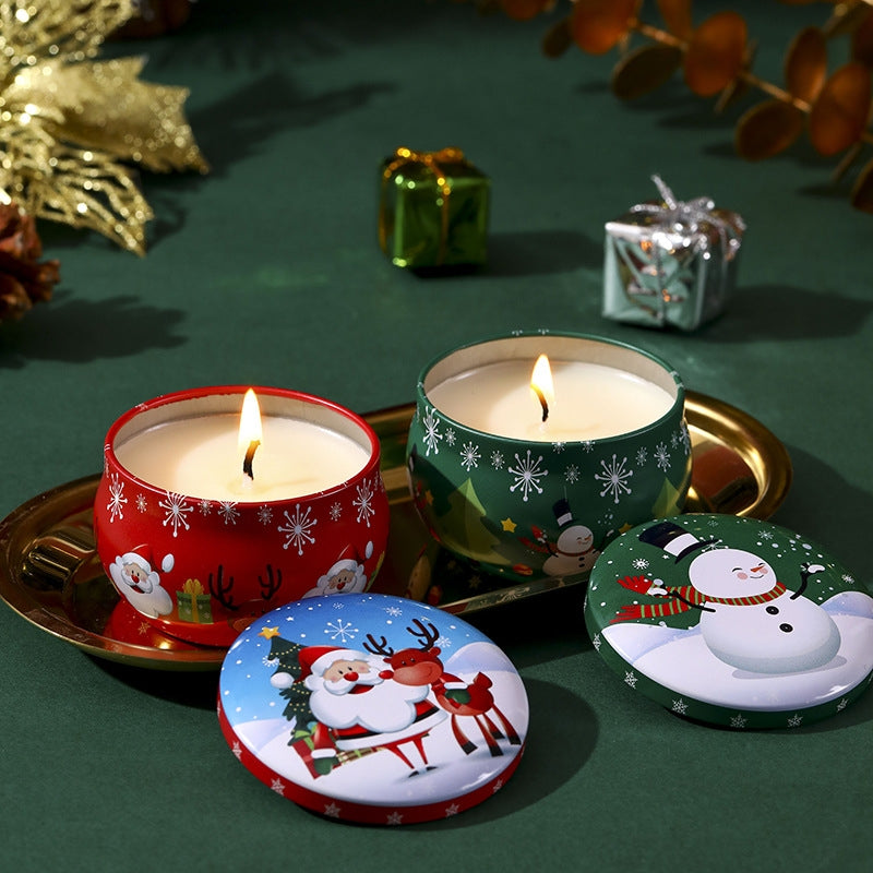 4 Pcs of Scented Candle Tinplate Jar Wax Plant Candle Christmas Gift