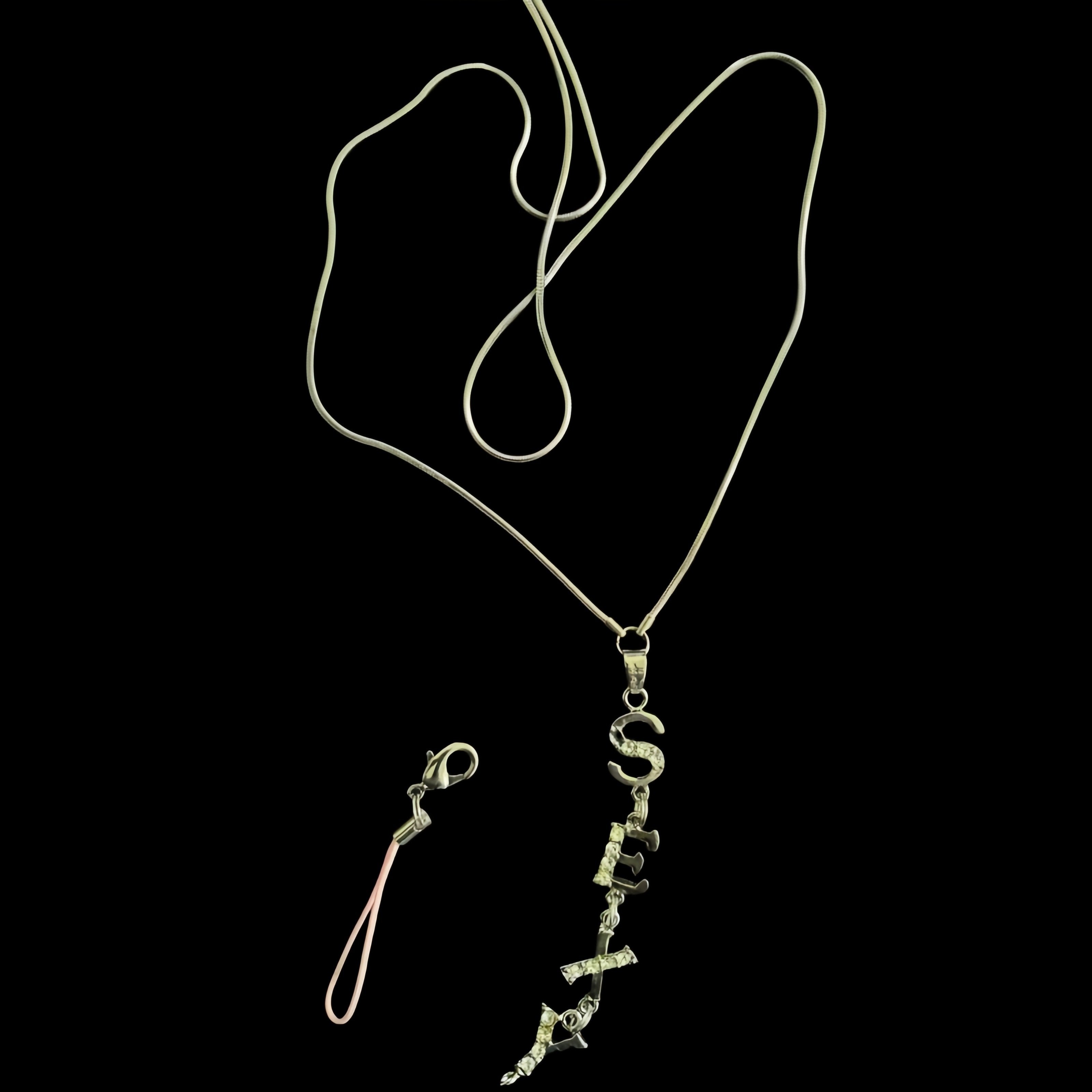 Silver Crystal “SEXY” Pendant Charm – Rhinestone Necklace & Phone Strap Accessory