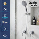 Cefito 4.5" Handheld Shower Head Round with Wall Twin Swivel Bathroom Tap Silver