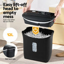 Devanti 12L Cross-Cut Shredder 8-Sheet Paper Home Office Credit Card