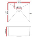 Cefito 54cm x 44cm Stainless Steel Kitchen Sink Under/Top/Flush Mount Black
