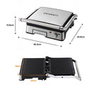 Devanti 2000W 3-in-1 Panini Press Grill Sandwich Maker 180° Open 4 Slice
