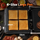 Devanti 2000W 3-in-1 Panini Press Grill Sandwich Maker 180° Open 4 Slice