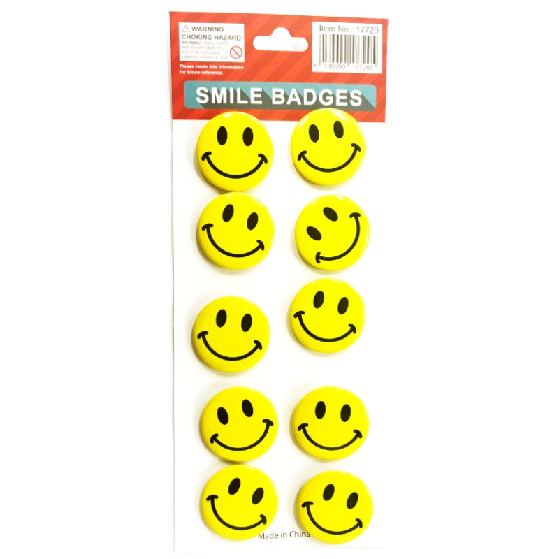 Smiley face badges