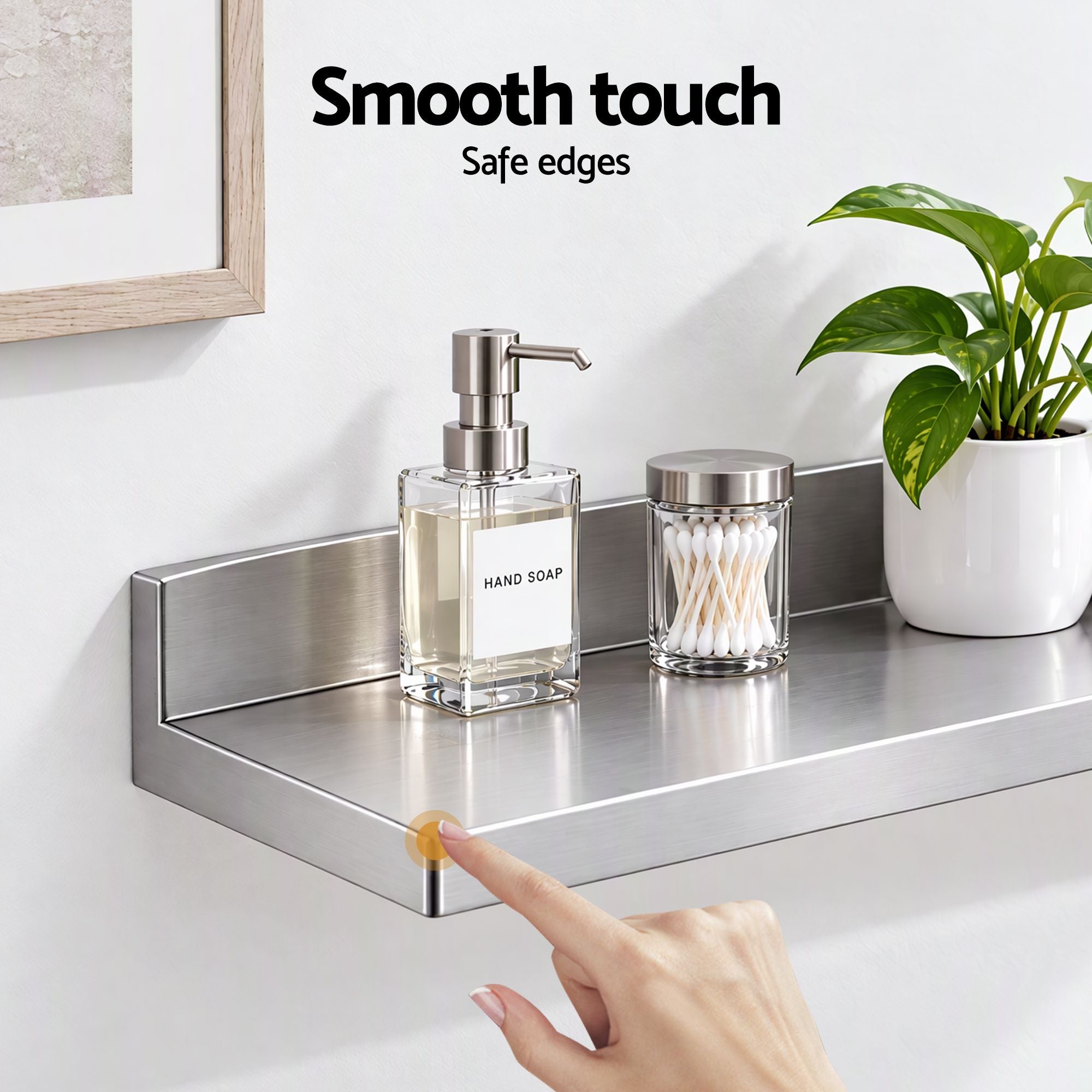 Cefito 610 x 220mm 430 Stainless Steel L-Shaped Kitchen Wall Shelf