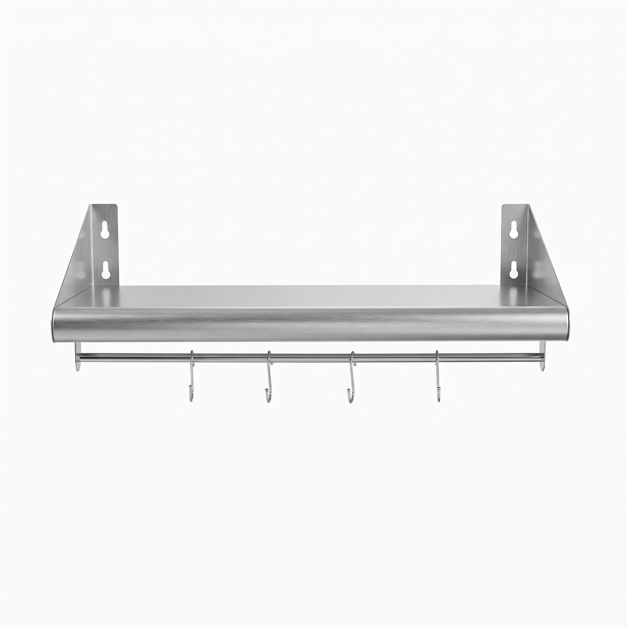 Cefito 610mm 430 Stainless Steel Wall Shelf with Hooks and Side Guards