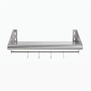 Cefito 610mm 430 Stainless Steel Wall Shelf with Hooks and Side Guards