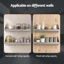 Cefito 610mm 430 Stainless Steel Wall Shelf with Hooks and Side Guards
