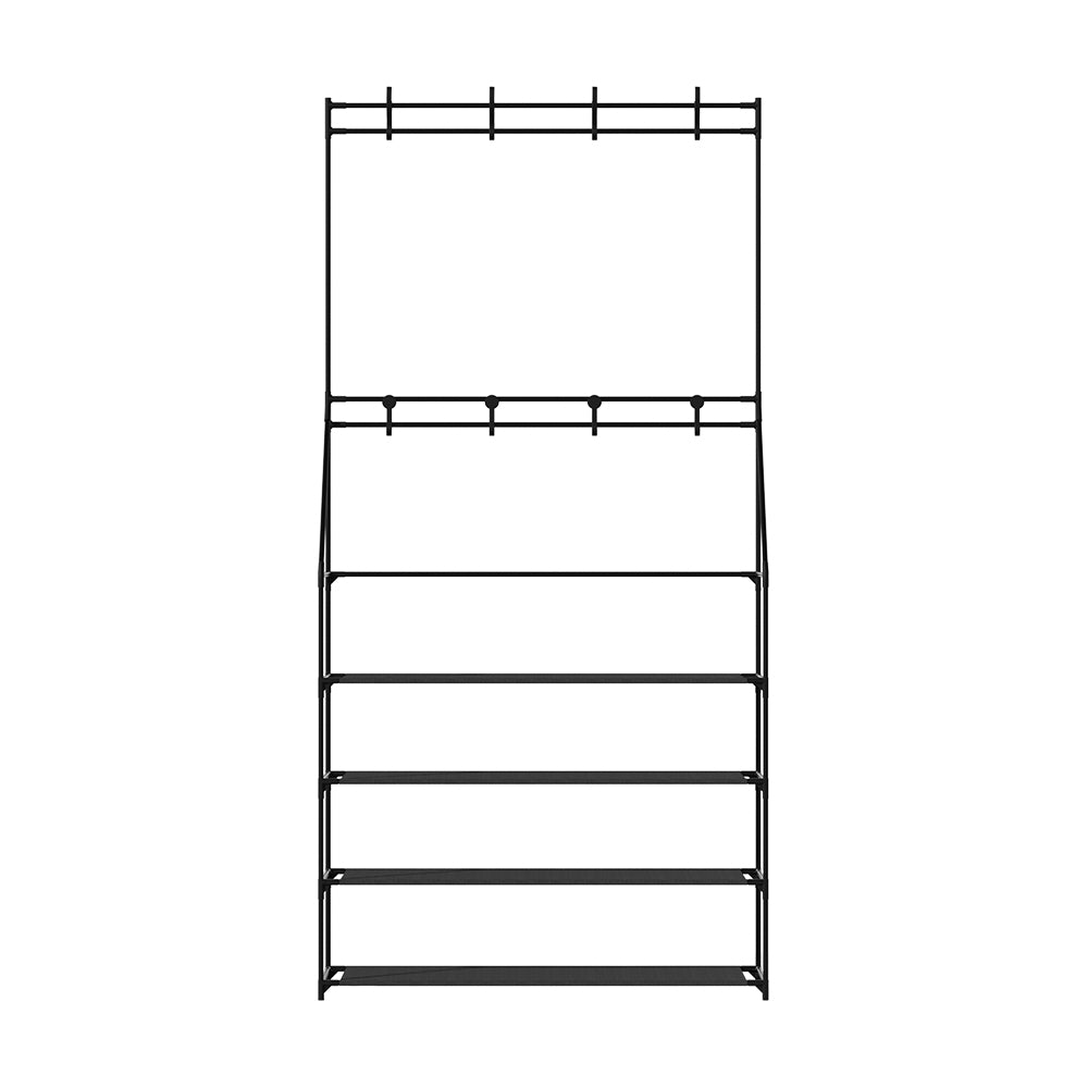 Artiss Shoe Rack Hall Tree 16 Pairs Black