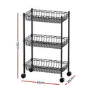 Artiss 3-Tier Shelving Unit Adjustable Garage Storage Kitchen Rack With Wheels