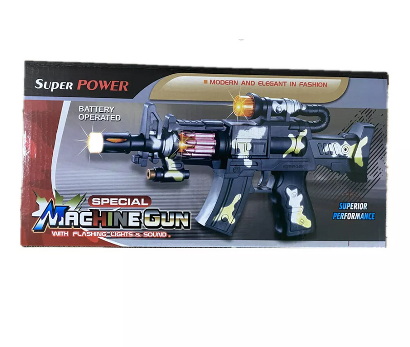 Electric Toy Machine Gun with Flashing Light and Sound Battery operated