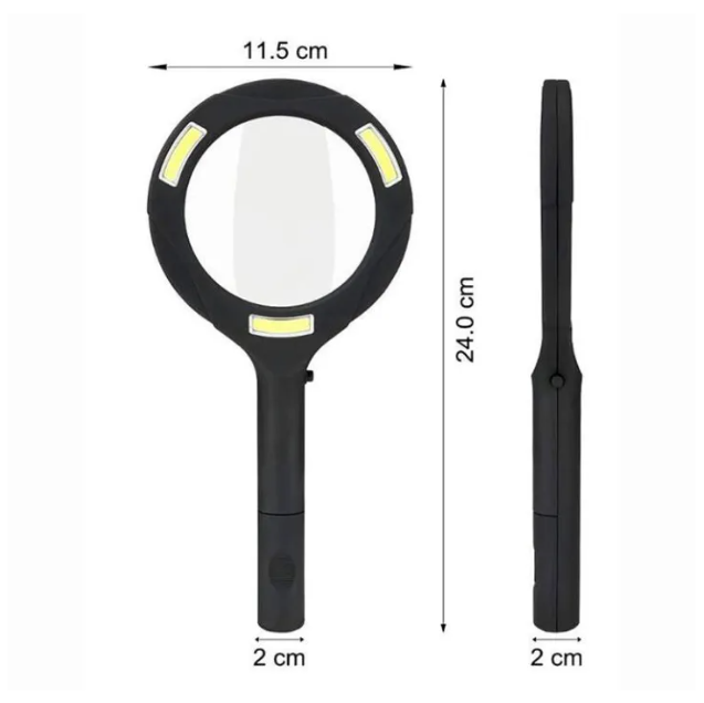 LED Magnifying Glass with COB Light – 250 Lumens, Glass Lens, Ergonomic Handle