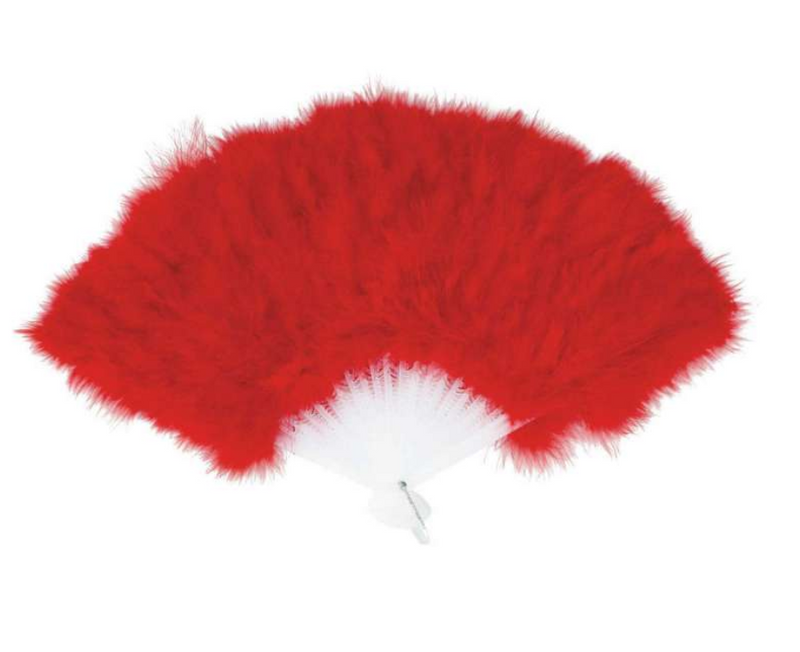 2x Red Feathered fans Feather Hand Fan Red Vintage Folding Fan