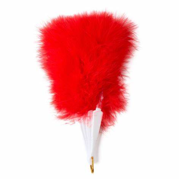 2x Red Feathered fans Feather Hand Fan Red Vintage Folding Fan