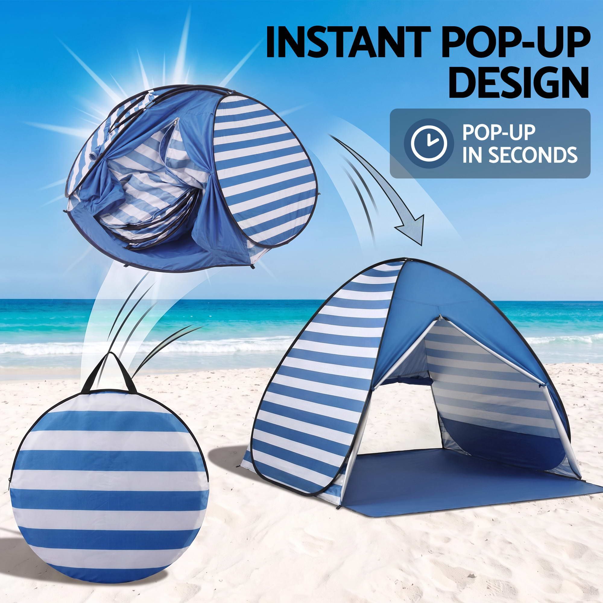 Weisshorn Pop Up Beach Tent UPF50+ Sun Shade 2-3 Person Lightweight