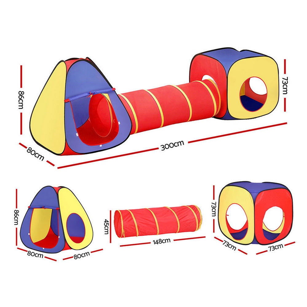 Keezi Kids Playhouse Play Tent Pop Up Teepee Castle Crawl Tunnel Outdoor Indoor Toys Children Gift