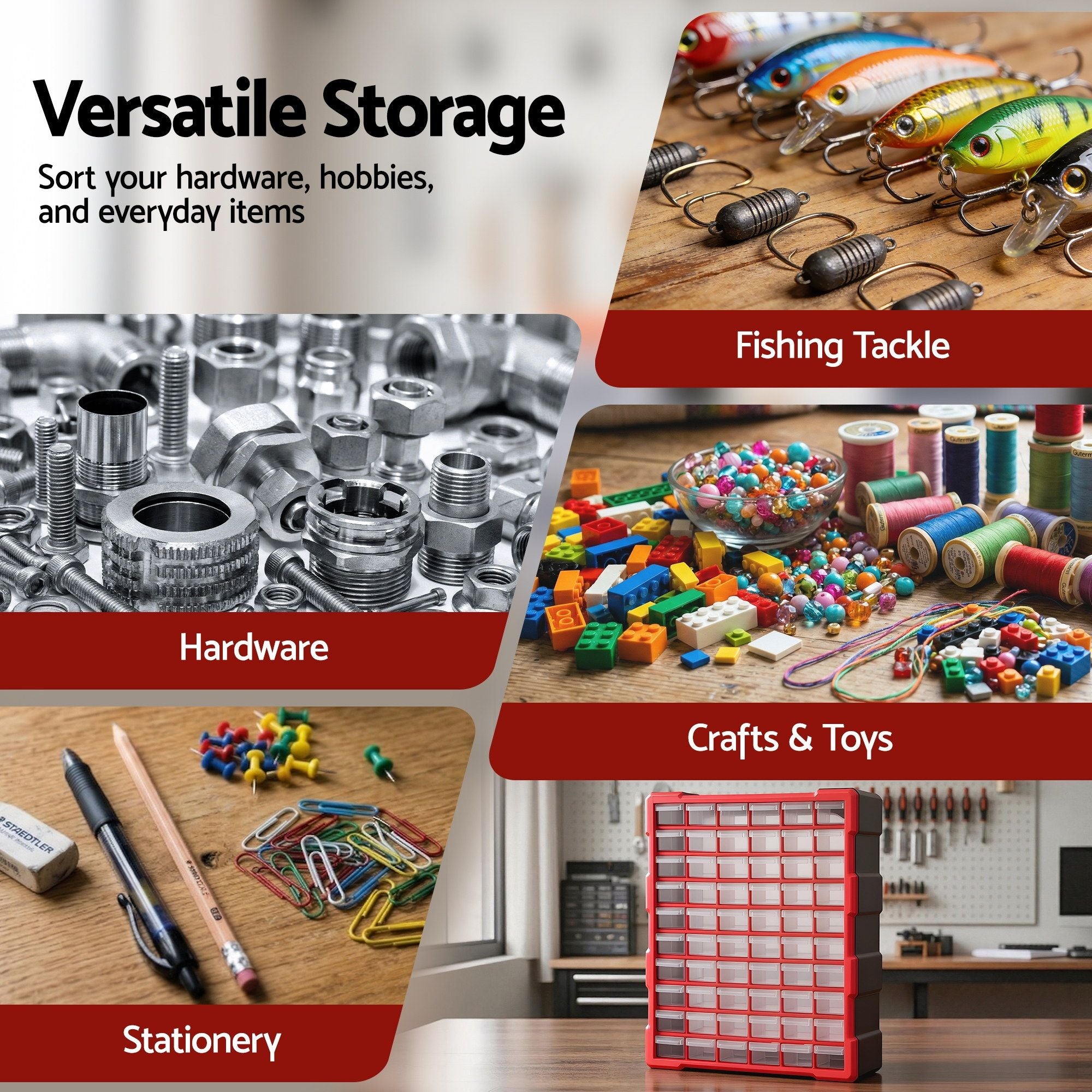 Giantz 60-Drawer Tool Storage Cabinet, Anti-Drop Hardware Organizer Storage Box