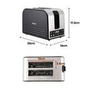 Devanti 2-Slice Toaster, LED Display 3.5cm Wide Slots 6 Browning Levels