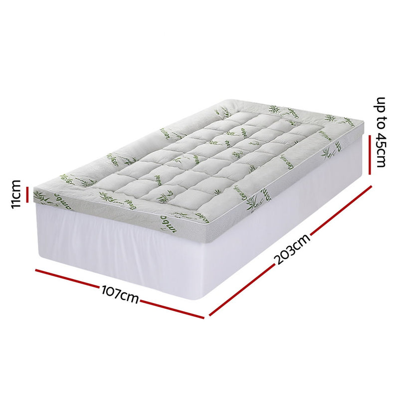 Giselle Mattress Topper 11cm Pillowtop toppers Bamboo King Single