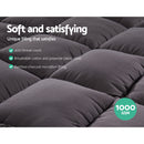 Giselle Bedding Bamboo Charcoal Filling Pillowtop Topper 1000GSM 5cm Thick Pillowtop Pad for Back Pain Relief Washable with 45cm Deep Pocket Queen