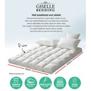 Giselle Bedding Pillowtop Mattress Topper 5cm Thick Pad for Back Pain Relief Washable Underlay Protector 1000GSM Microfibre Filling 45cm Deep Pocket Queen
