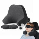 Wanderlite Travel Neck Pillow Portable for Airplane Memory Foam with Eyemask Earplugs Black