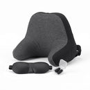 Wanderlite Travel Neck Pillow Portable for Airplane Memory Foam with Eyemask Earplugs Black