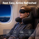 Wanderlite Travel Neck Pillow Portable for Airplane Memory Foam with Eyemask Earplugs Black