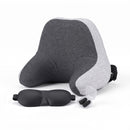 Wanderlite Travel Neck Pillow Portable for Airplane Memory Foam with Eyemask Earplugs Grey