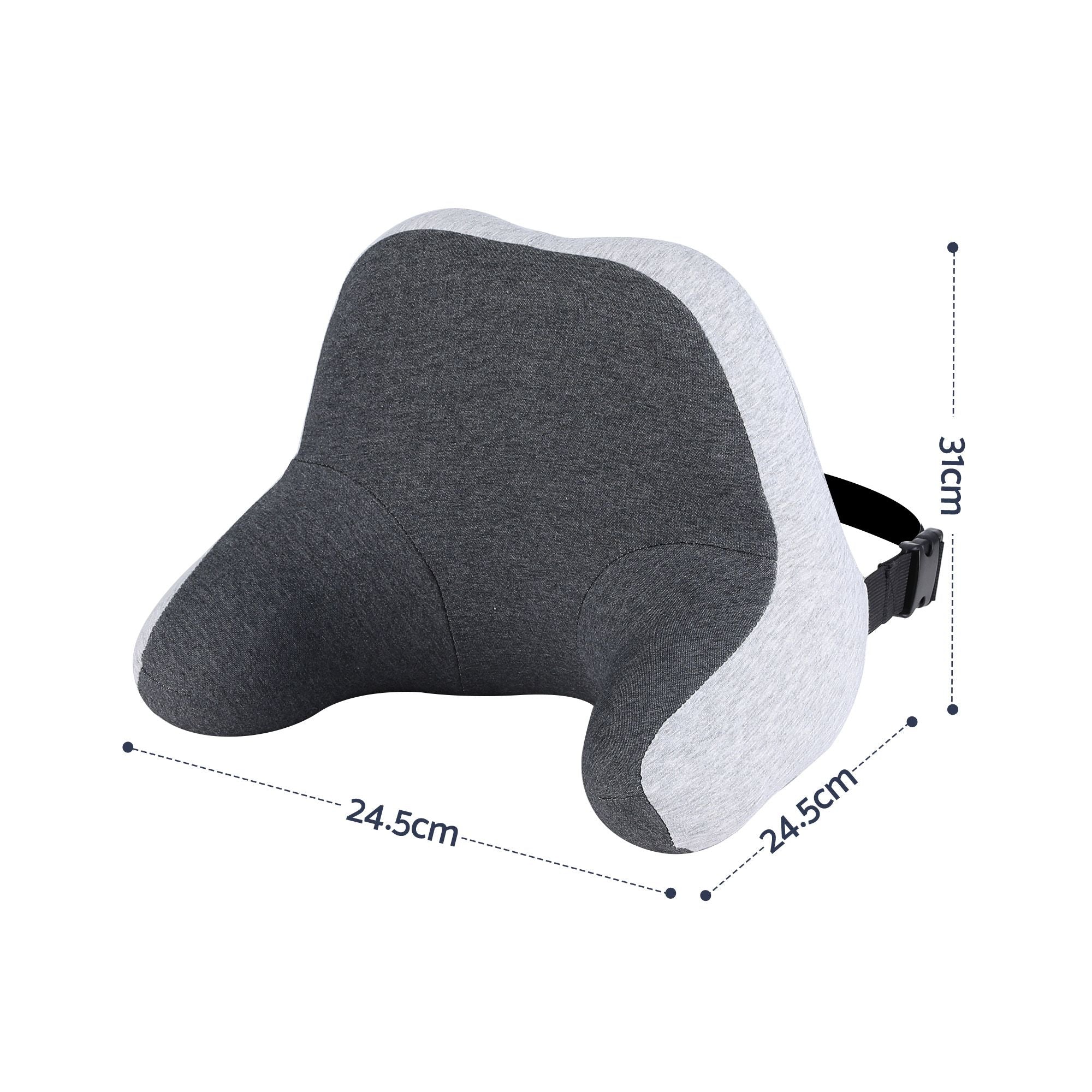 Wanderlite Travel Neck Pillow Portable for Airplane Memory Foam with Eyemask Earplugs Grey