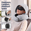 Wanderlite Hooded Travel Neck Pillow for Airplane Memory Foam with Eye Mask Earplugs, Light Grey