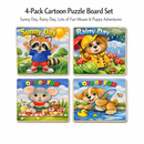 Kids Puzzle Story Set – Raccoon, Bear, Mouse & Dog Characters in Seasonal Adventures (4‑Pack)